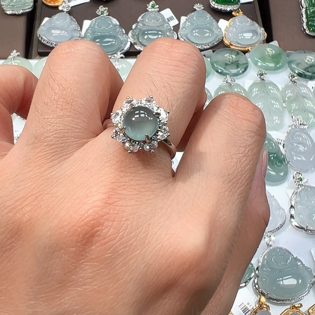 翡翠银S925镶嵌戒指