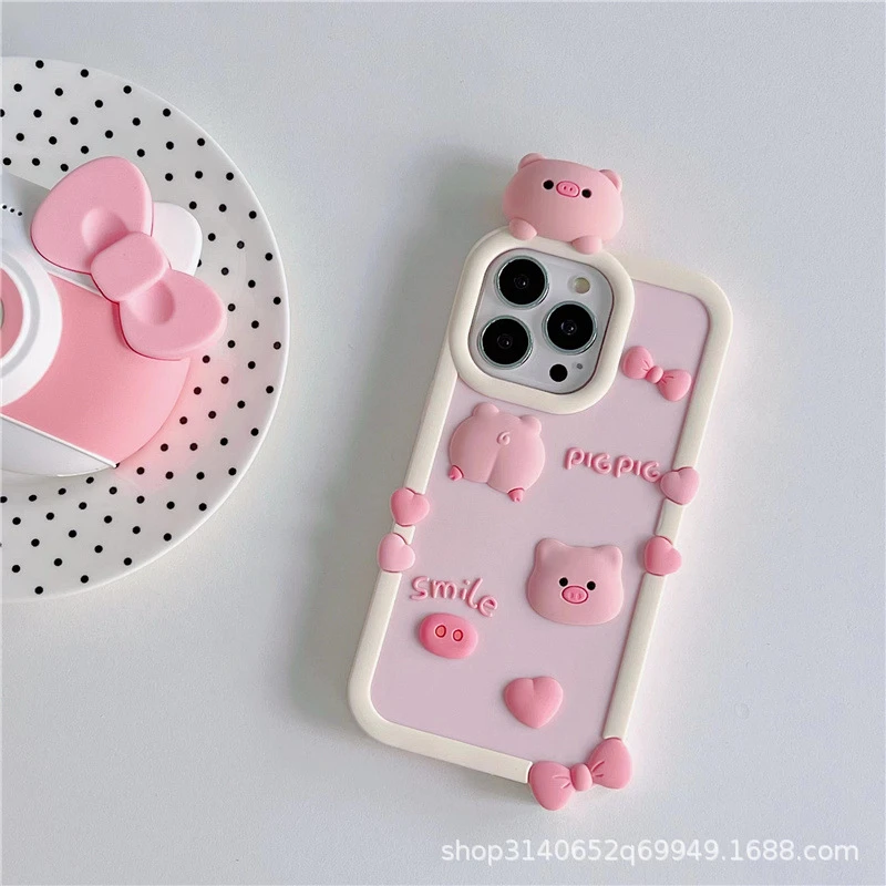 趴趴猪苹果13pro手机壳iphone14软壳12promax卡通11pro硅胶软壳