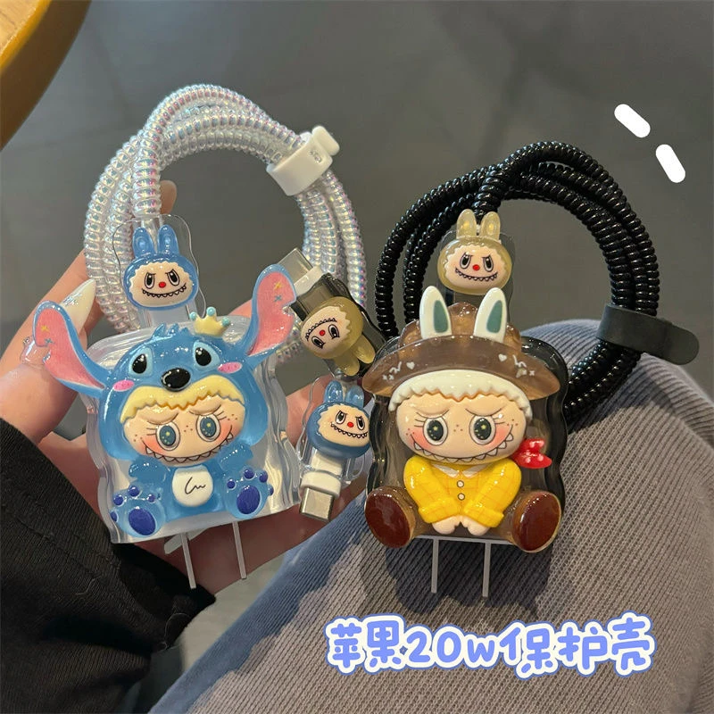 适用苹果17pro16max15iphone14数据线保护套原装20w充电器套卡通.