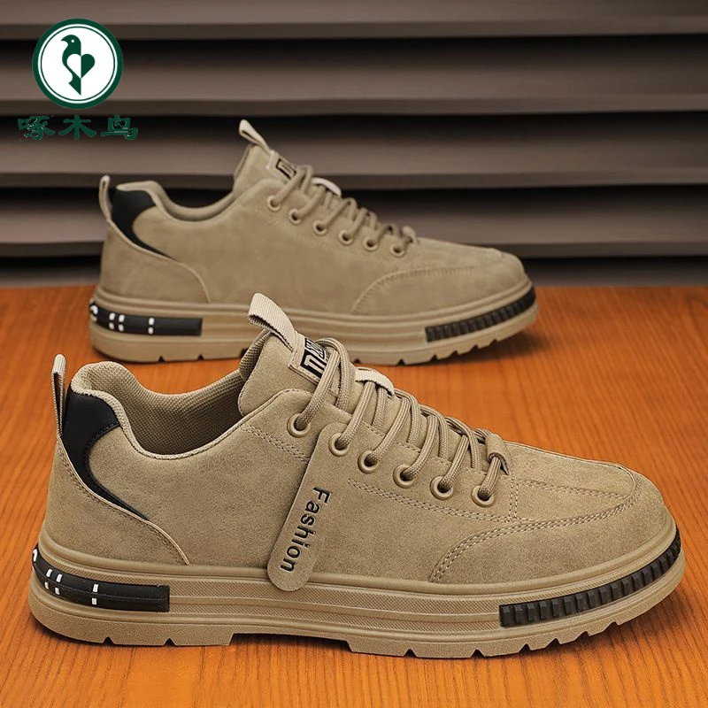 【正品】啄木鸟男鞋2025新款春季透气百搭休闲潮鞋男士劳保干活工作
