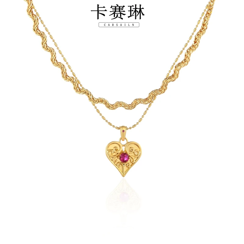 卡赛琳carsailn/ 镀K金【爱之绯心】爱心 轻奢高定项链 0292