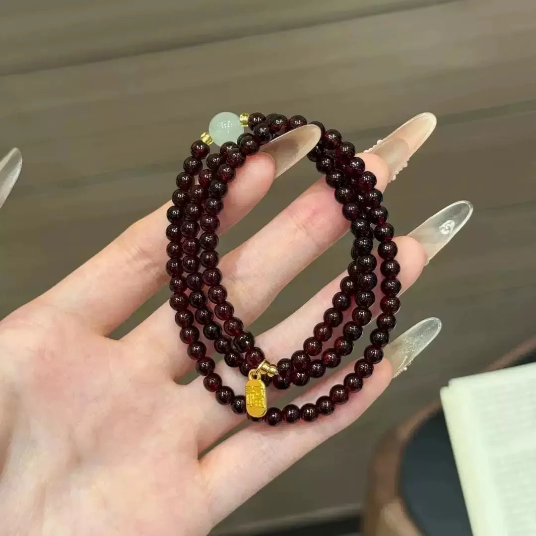 手链 国风石榴红多圈手链手串时尚