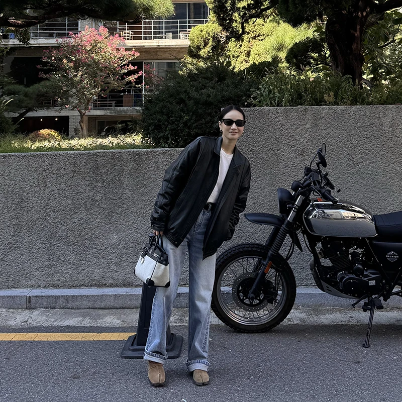 KEEP KAPU靠谱【首尔街区】新款定制时尚夹棉羊皮皮衣外套KP24362