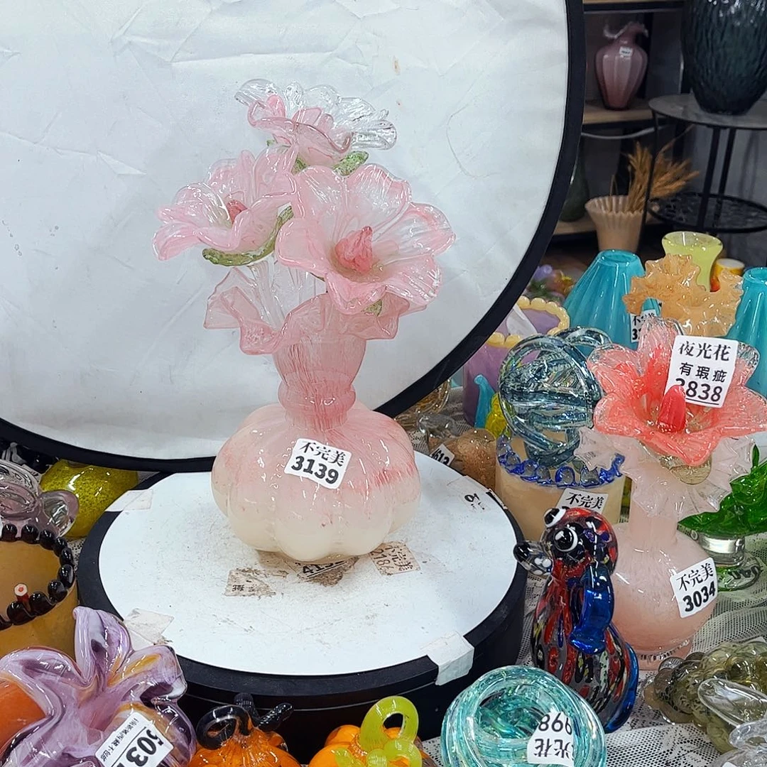 3花1瓶 家悦琉璃工艺品瓶不完美