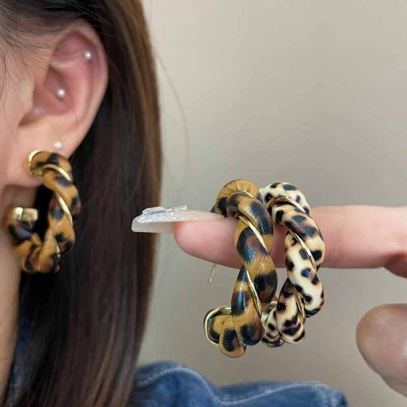 非金属皮质耳饰 银针皮革缠绕c圈耳圈