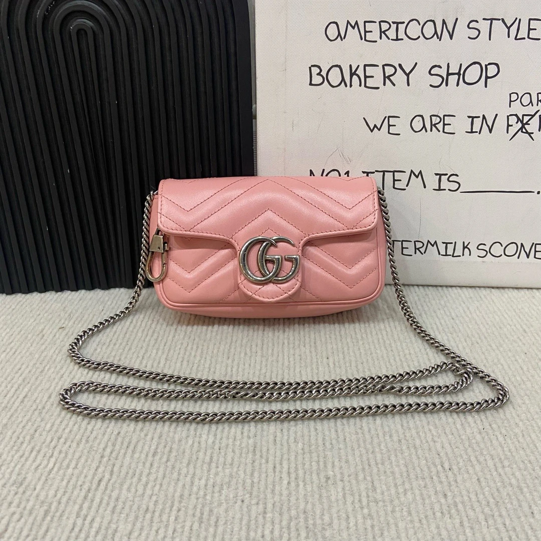 95新 GUCCI/古驰 粉色马蒙mini