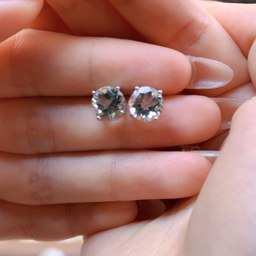 水晶耳饰银S925镶嵌