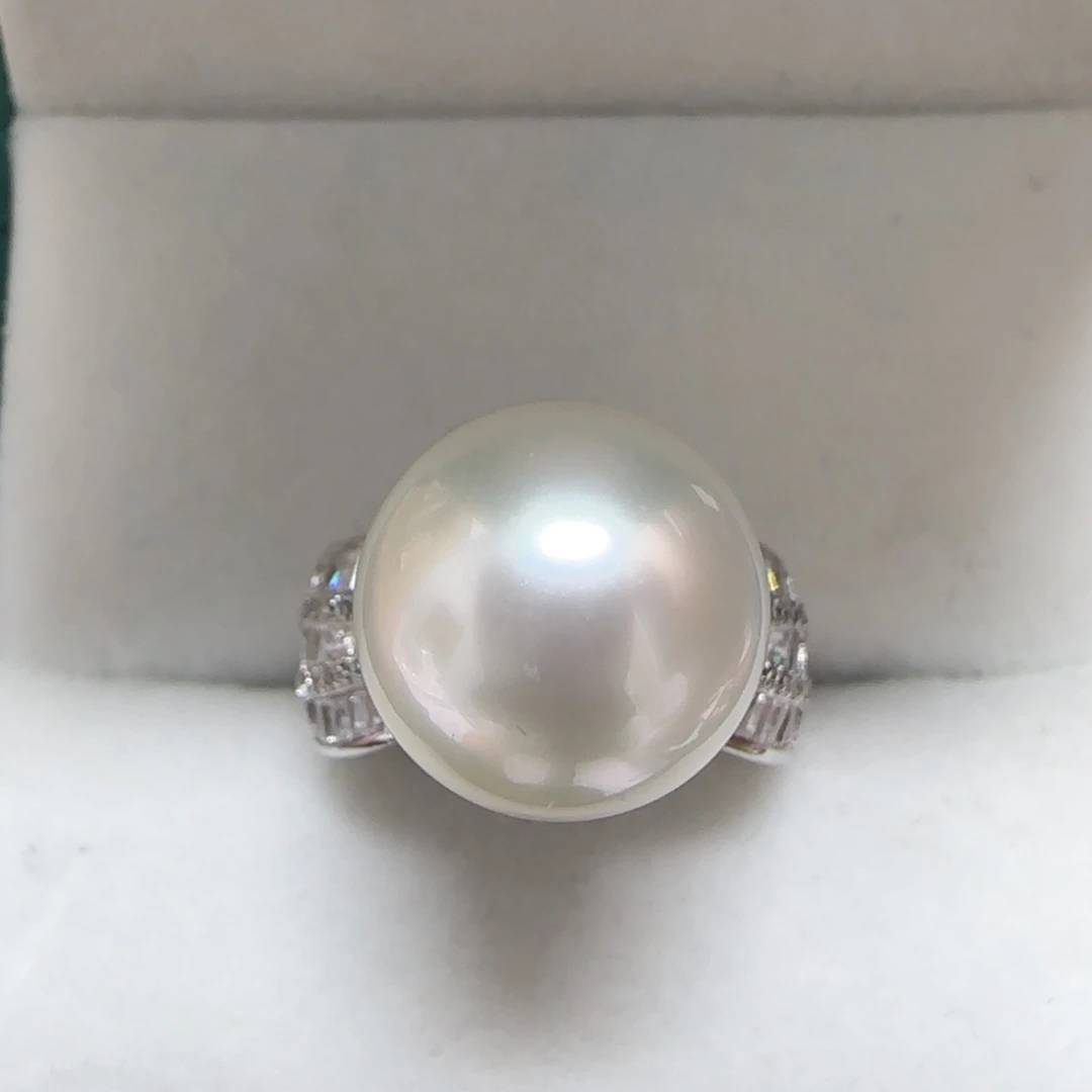银S925镶嵌海水珍珠戒指