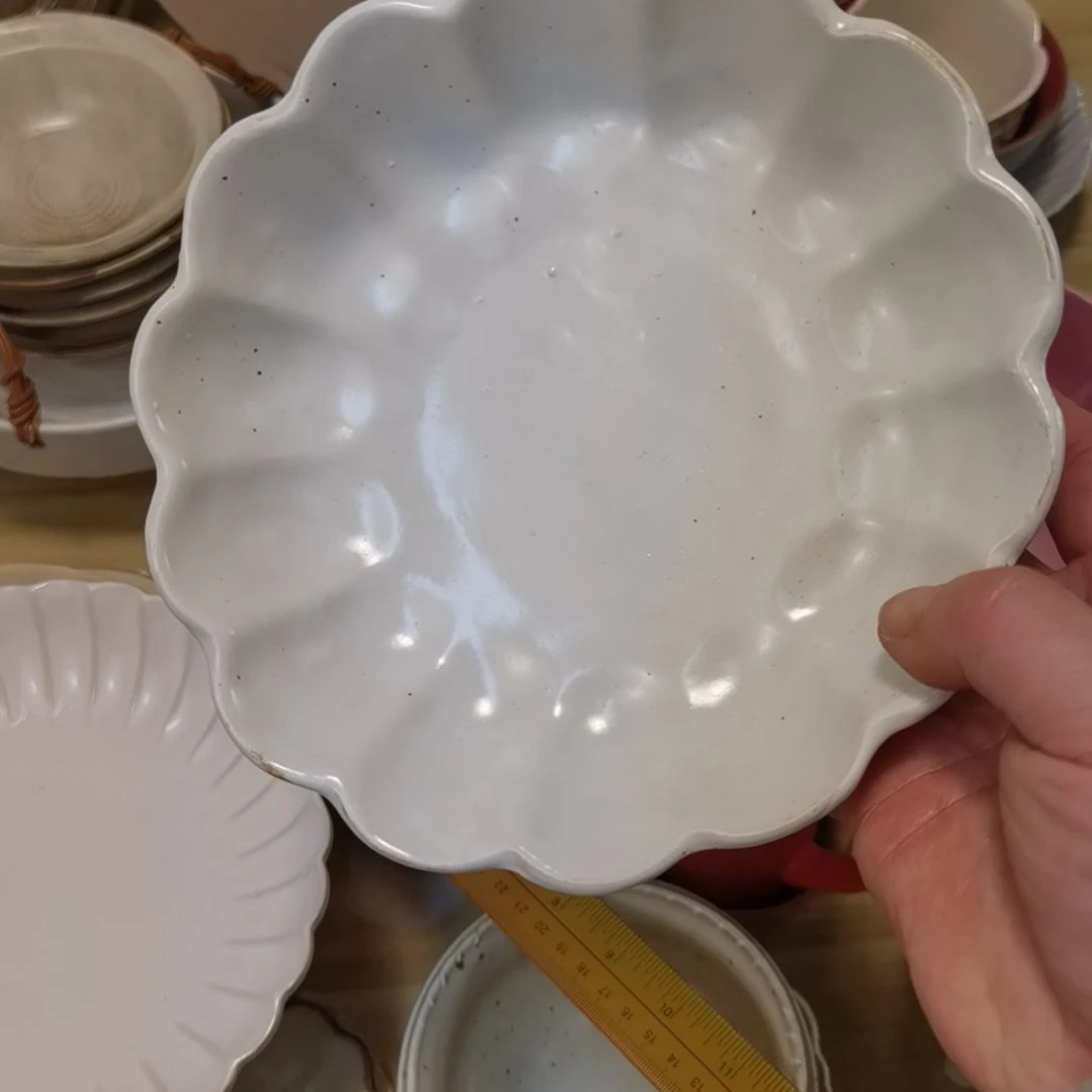 瓷片微瑕粗陶梨花深盘三个一组