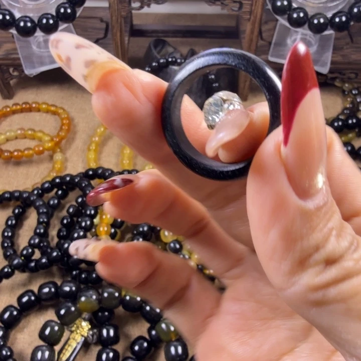 黑***梨木质非金属跑环戒指