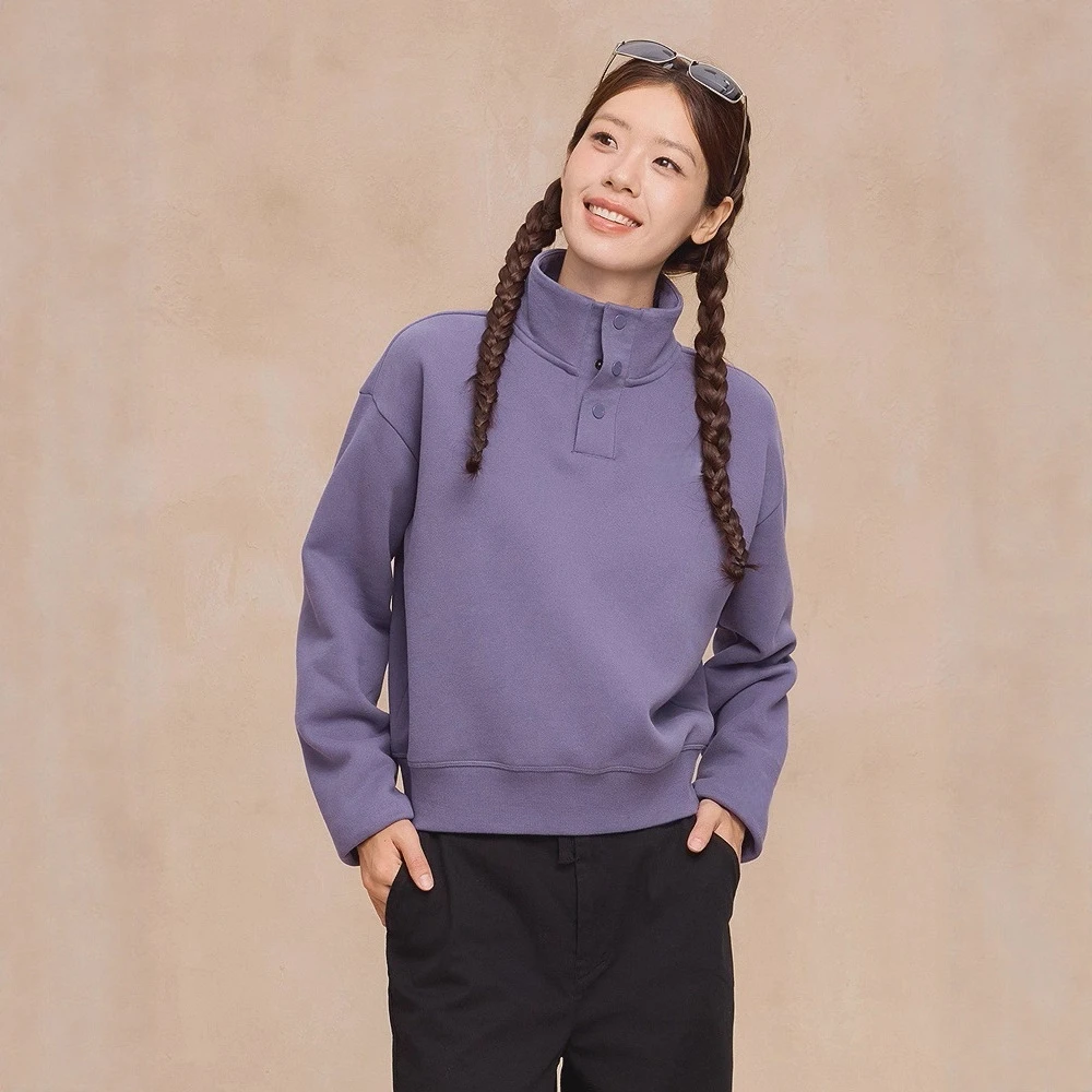 2025年秋冬新款女士立领套头卫衣女式短加绒卫衣外套长袖宽松上衣