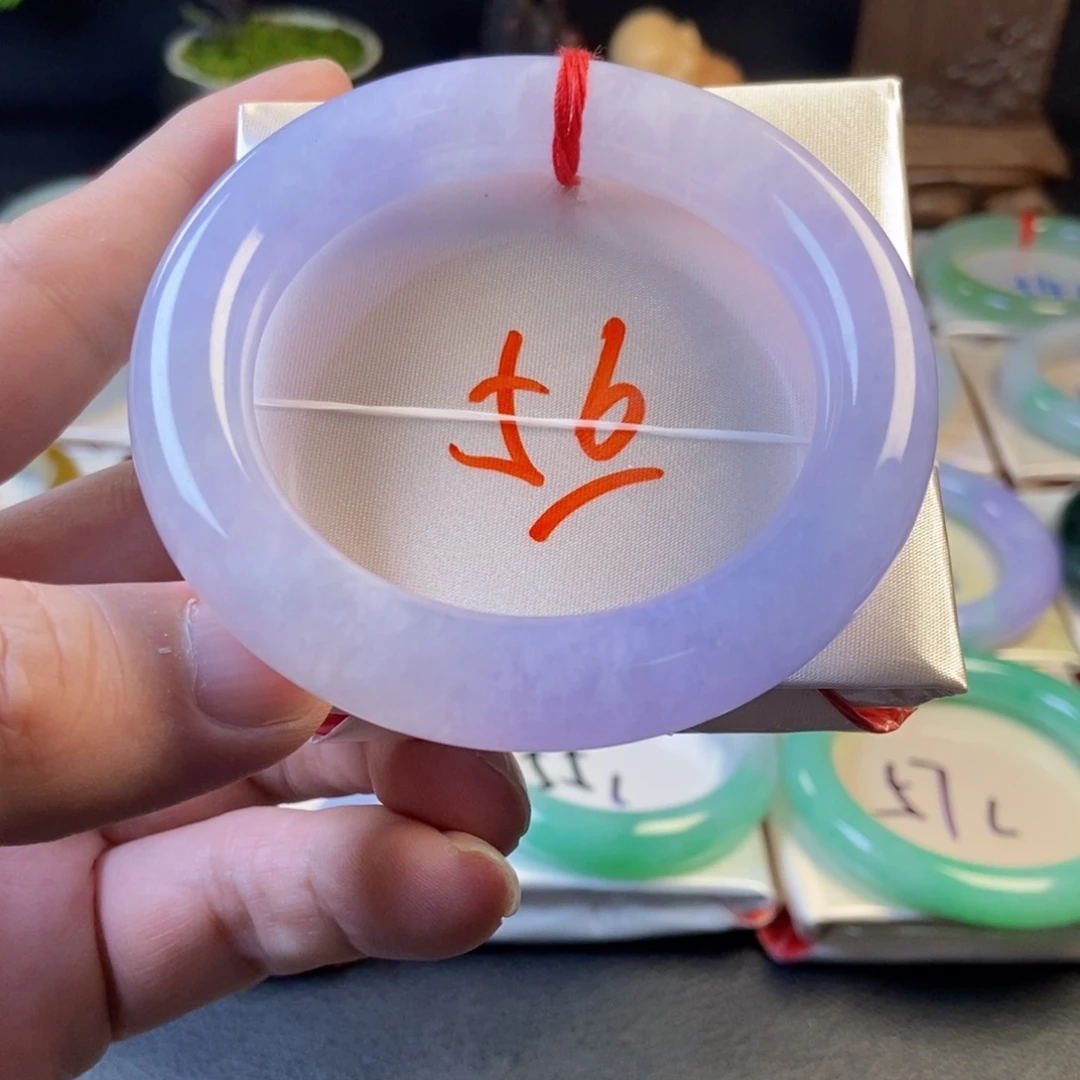 翡翠未镶嵌手镯13冰紫大圆条