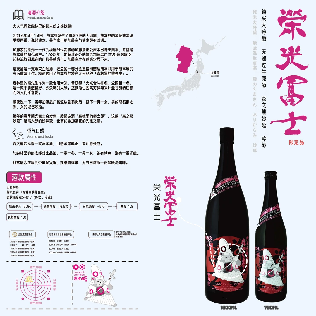 【荣光富士】妙延 纯米大吟酿 无滤过生原酒 SAKE人气清酒 日本进口
