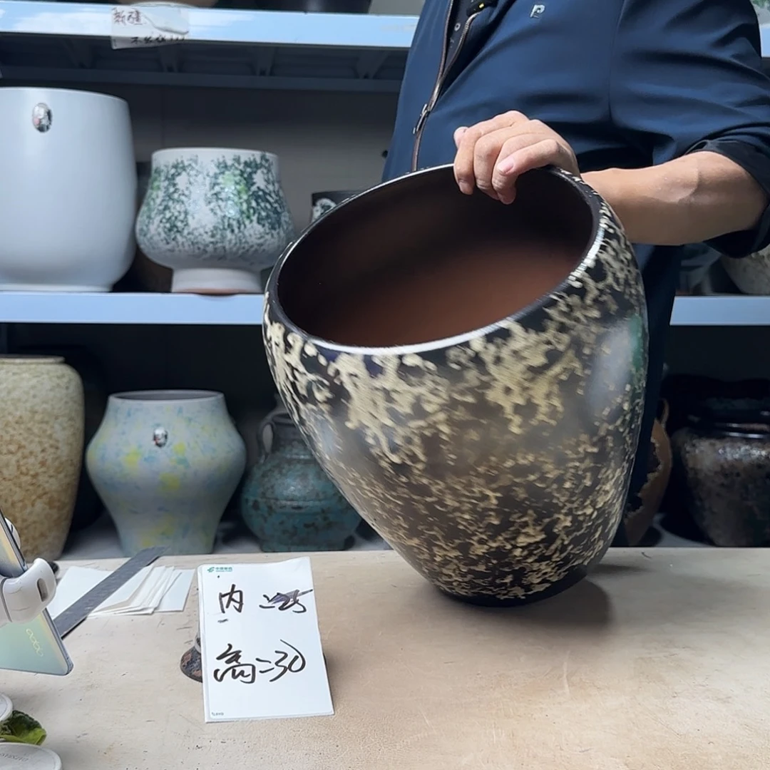 紫砂花盆尺寸25@30窝口茶几深色