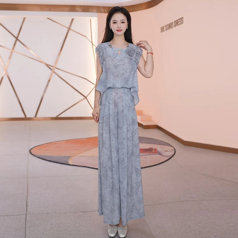 【两件套】夏季时尚女神修身洋气宽松气质休闲百搭显瘦减龄女装套裤