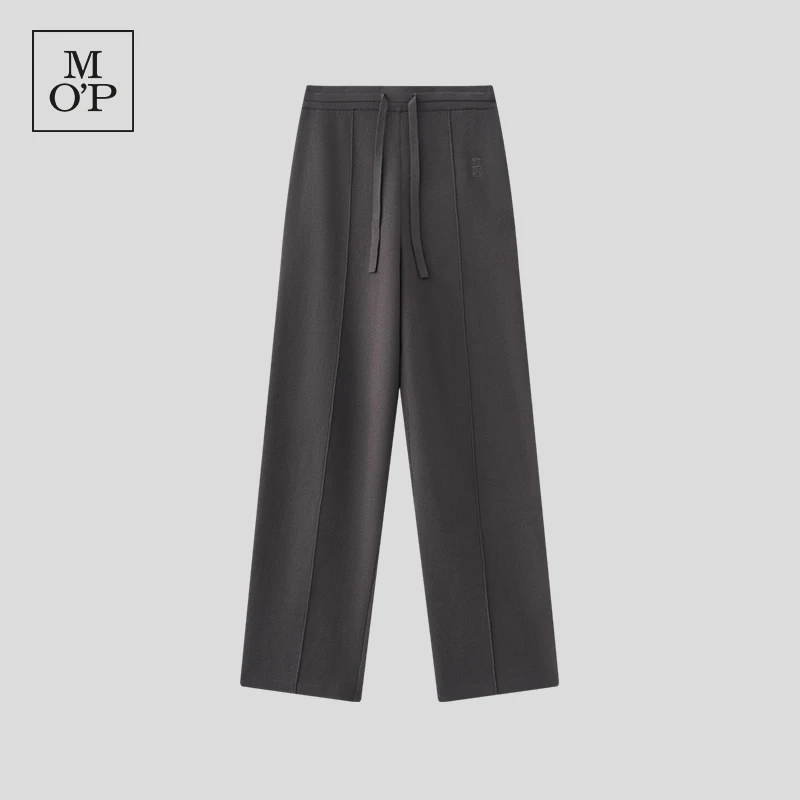 Marc O'Polo/MOP25冬季新款保暖舒适弹性抽绳厚毛织直筒休闲裤女