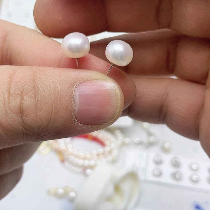 淡水珍珠耳饰银S925镶嵌S****