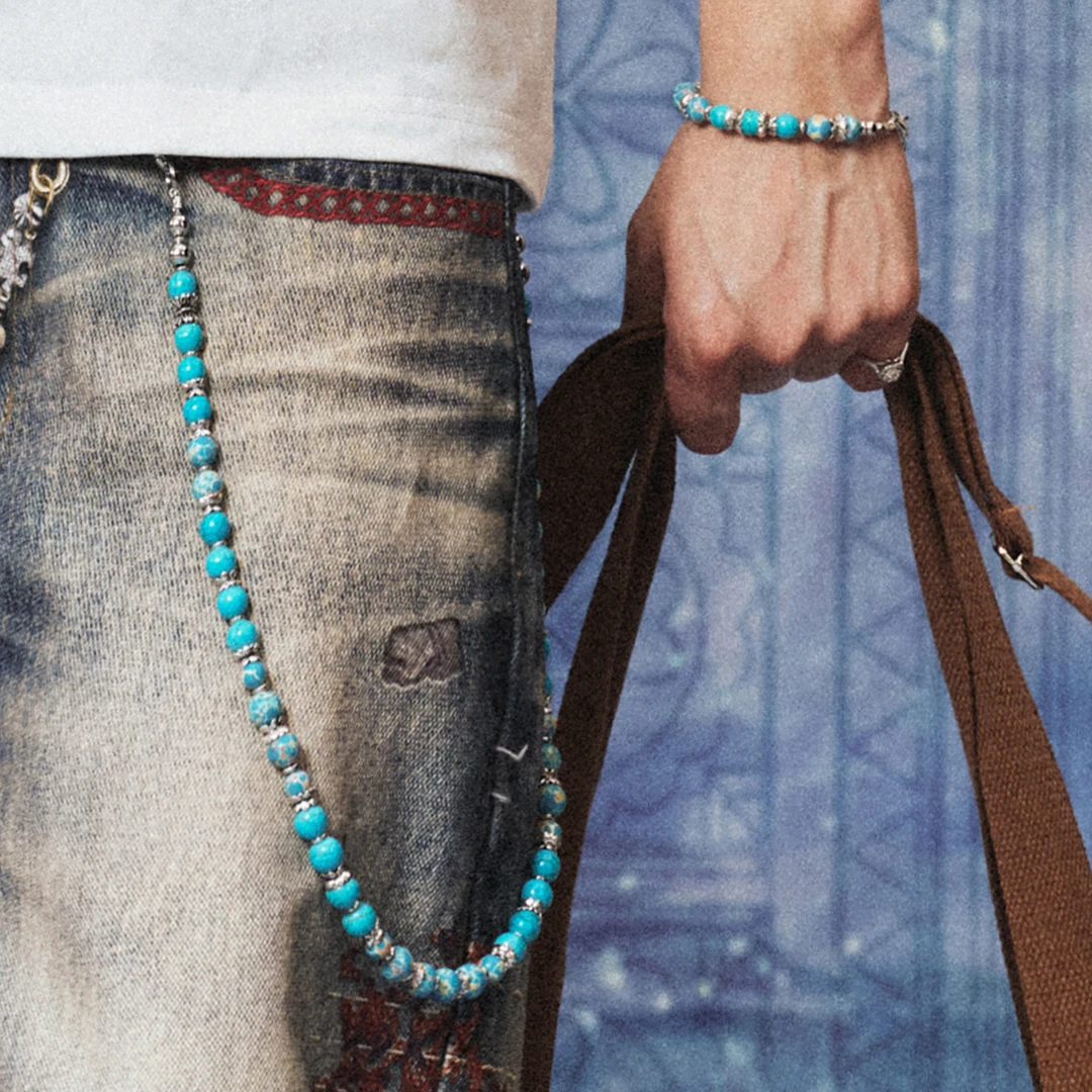 YADcrew亚德鲁 布依族【布里生花系列】定制绿松石裤链 限量30条
