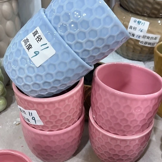 多肉绿植陶瓷花盆9.99包邮，有孔