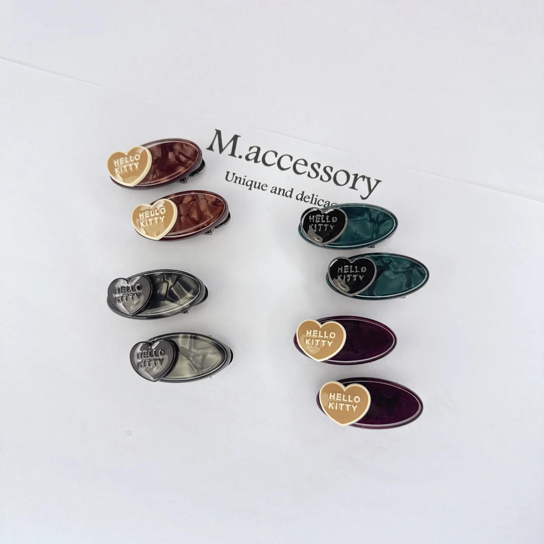 Mi33 韩版饰品 爱心花纹鸭嘴夹边夹 J064017