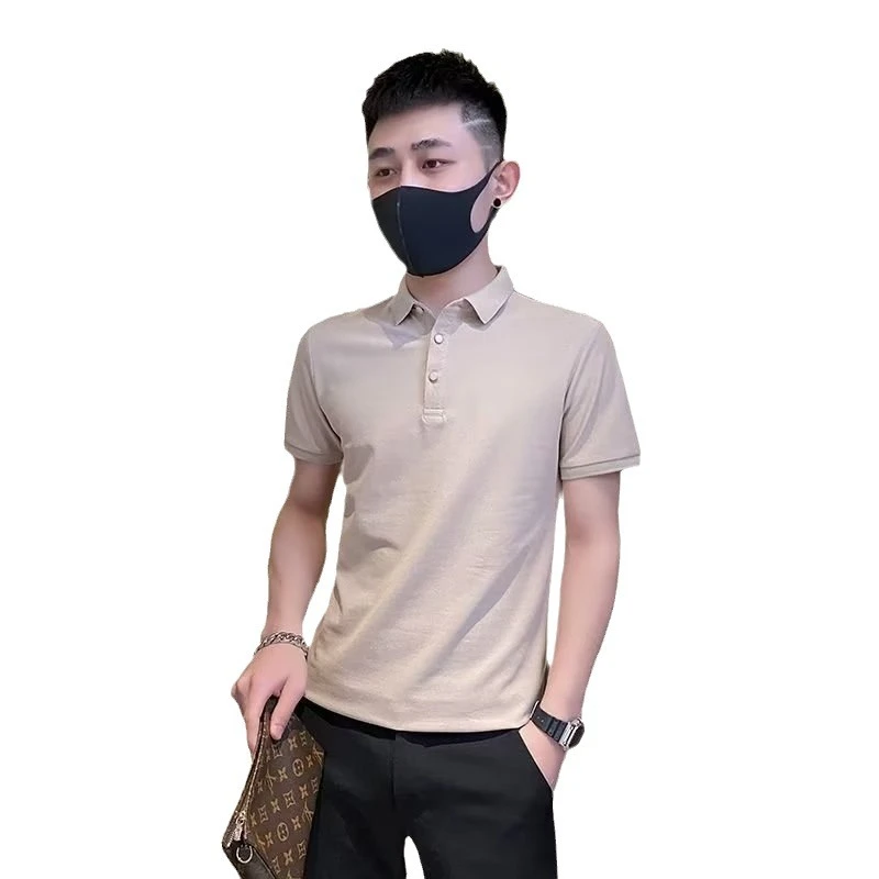 男士领简约时尚宽松翻领恤上衣服外贸半截袖户外休闲凉感polo衫