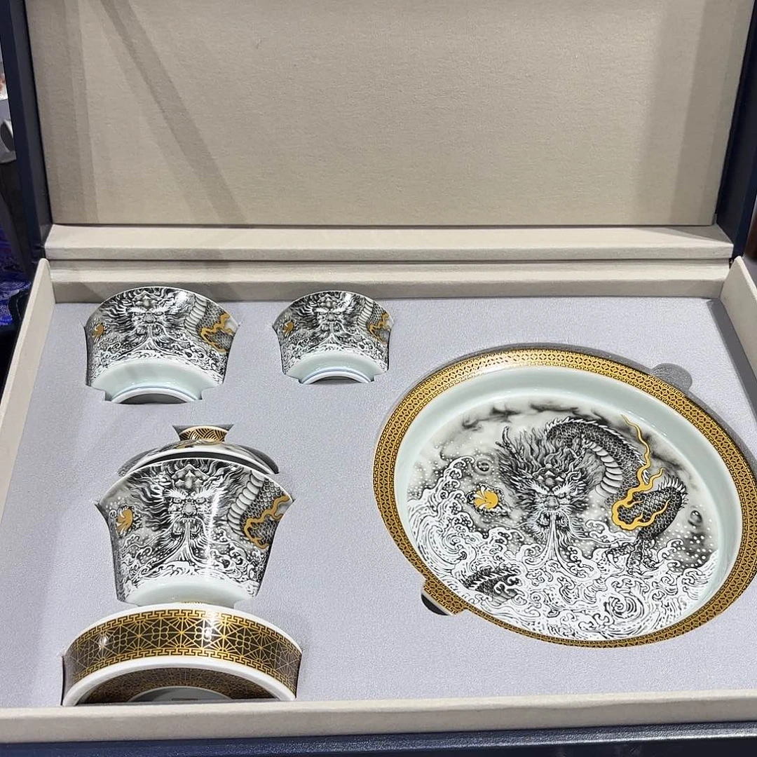 盖碗景德镇瓷器艺术半手