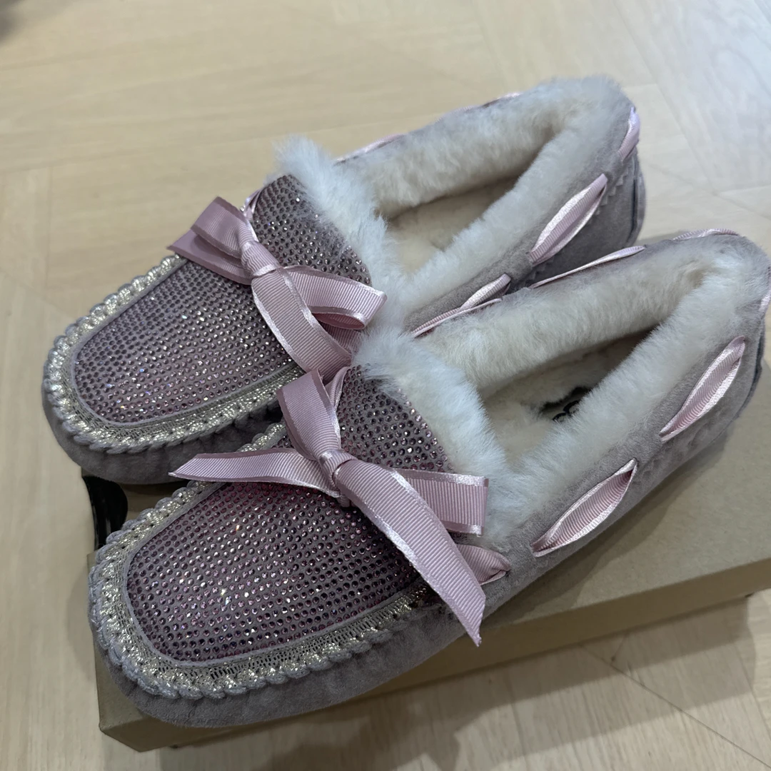 豆豆鞋女冬加绒毛毛外穿真皮