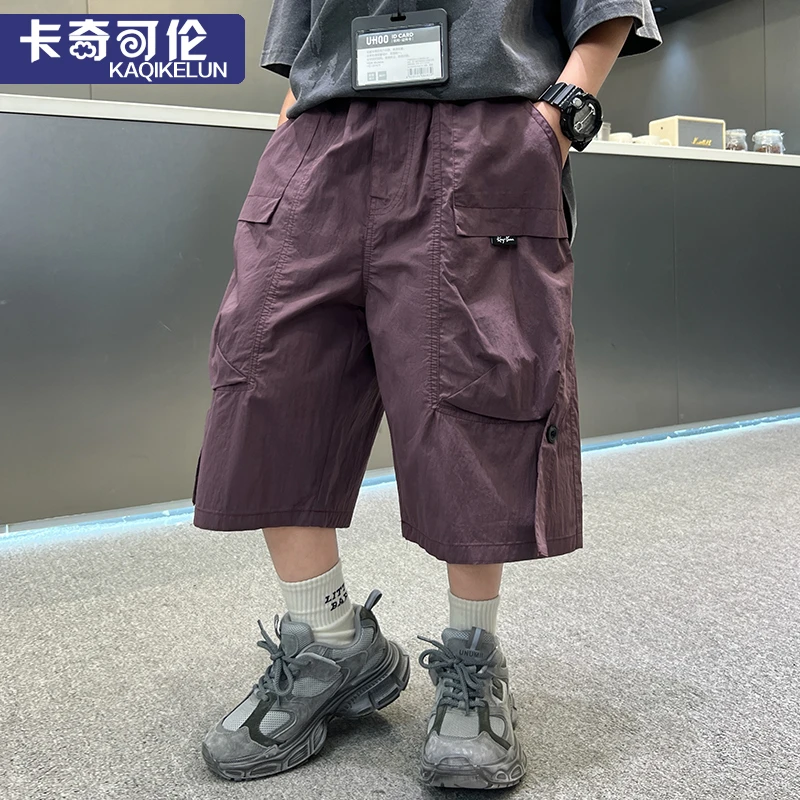 男童裤子夏季2025新款儿童薄款工装短裤男孩帅气男大童宽松五分裤