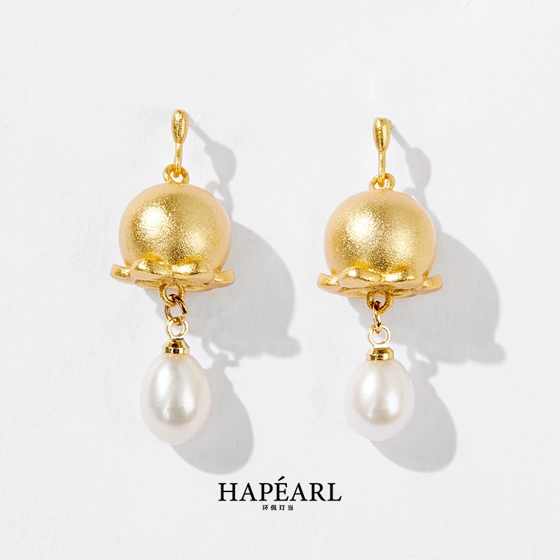 环佩玎当小铃兰天然无核淡水珍珠耳环约7-8mm