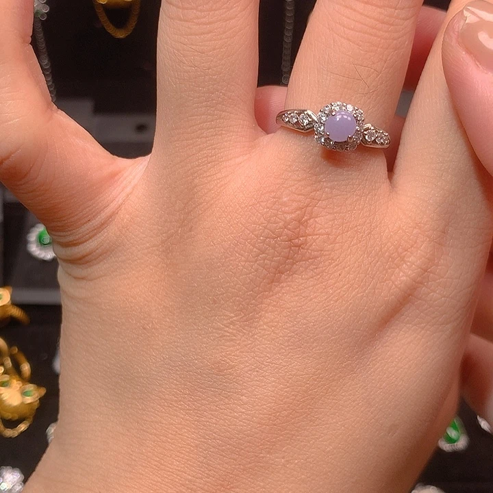 翡翠银S925镶嵌耳饰戒指