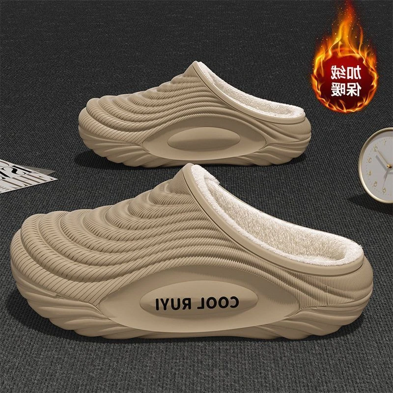 男士eva拖拖棉外穿拖鞋棉防滑半冬季潮流厚底居家保暖加绒半拖