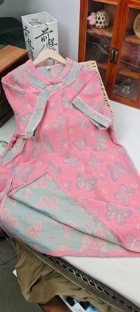 【暖居】夏季新品短袖睡裙家居服女款夏季立领女士短袖睡裙家居服
