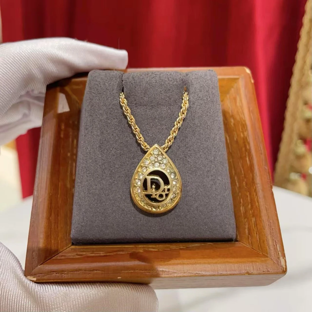 95新 DIOR/迪奥 GGS金色带钻项链46562416