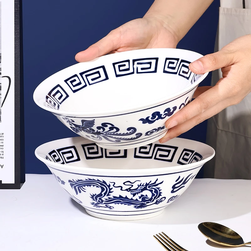 【孟垣】中式青花瓷加高加厚陶瓷釉下彩龙凤高颜值吃饭碗面碗汤碗
