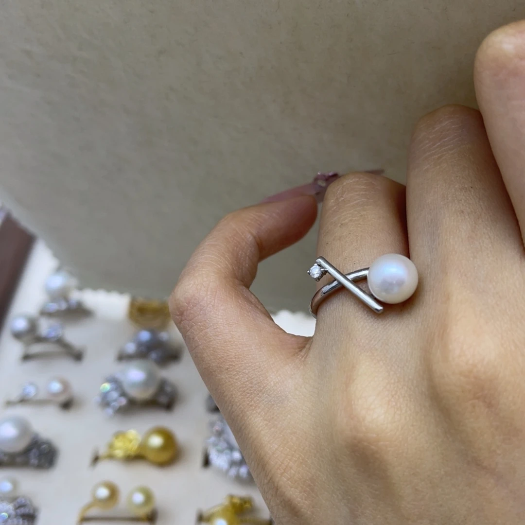 戒指淡水珍珠银S925镶嵌