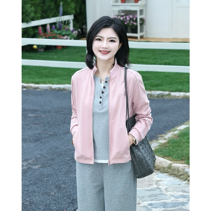 阿楠anan 随心畅想 立领字母刺绣纯色新款休闲运动外套女通勤上衣