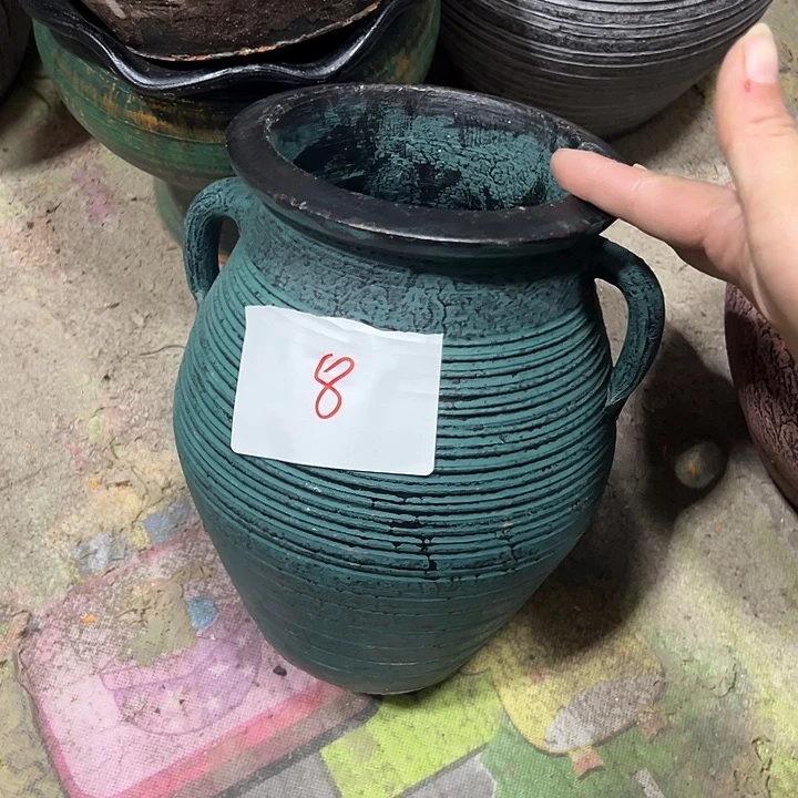 绿色双耳高21口14带孔