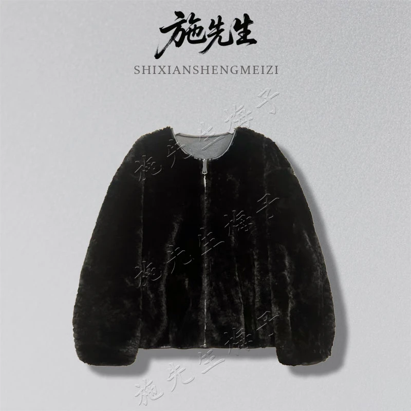 L冬季新款时尚女装气质百搭水貂毛配饰双面穿短外套妈妈装7780