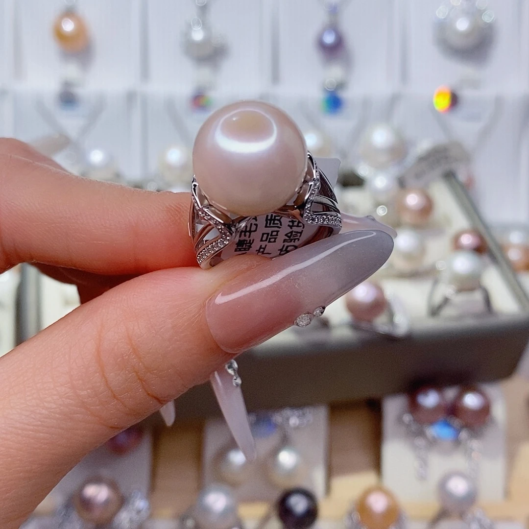 王***亿戒指银S925镶嵌淡水珍珠14➕