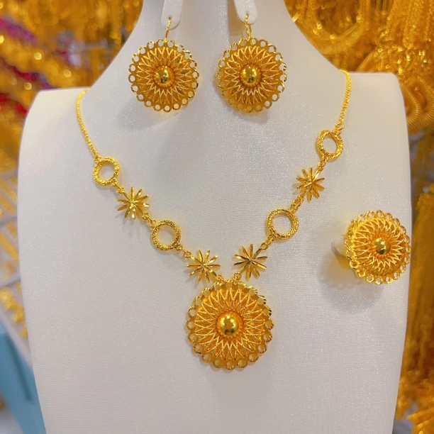 铜合金项链 291时尚新款休闲百搭项链耳环戒指三件套精美简约