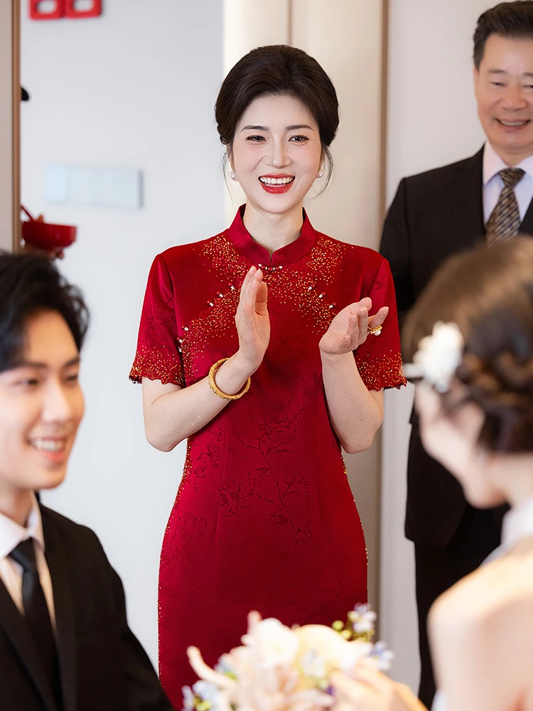 蕾蒂若新款高档婚礼显瘦婚宴连衣裙妈妈装晚宴服装女装旗袍1487