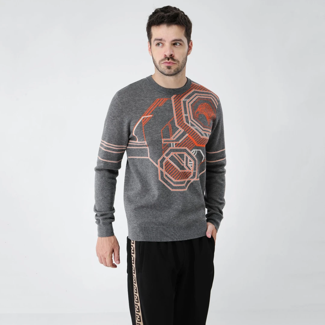 Stefano Weini/史蒂芬威尼秋冬提花鹰头时尚百搭羊毛针织线衫毛衣