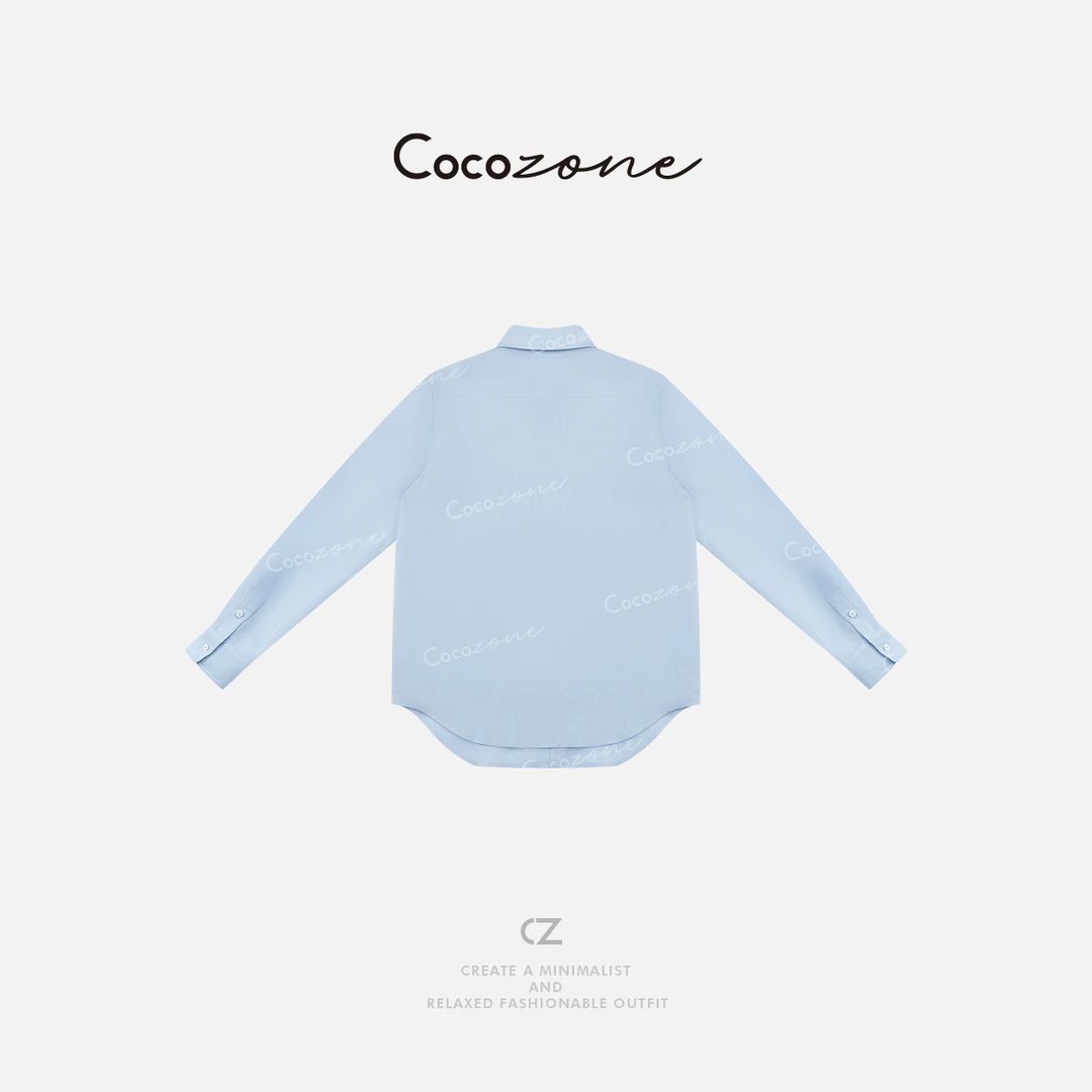 COCO ZONE 刘一一 【100亚麻】简约休闲单排扣女式衬衫CD1A0216