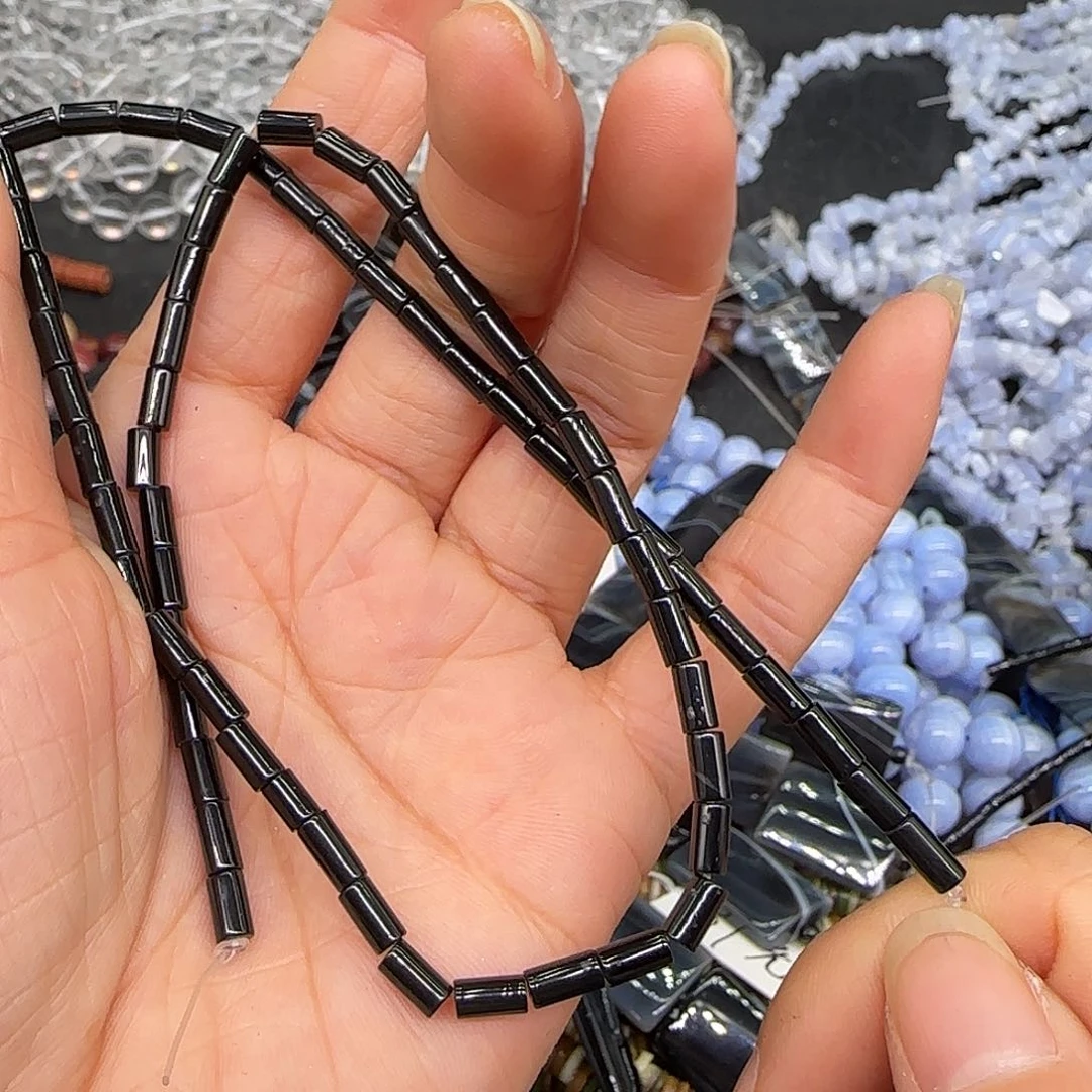 玛瑙/玉髓合金珠宝半成品黑玛瑙管珠3mm一条