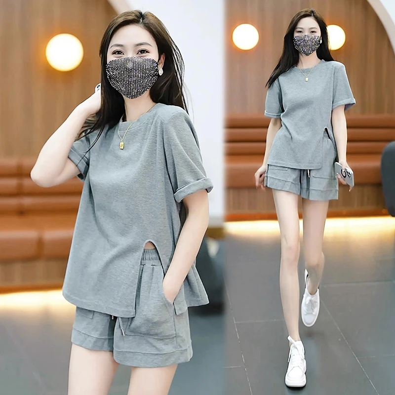 炸街运动服套装女款2025夏季新款女人味上档次百搭时尚短裤两件套