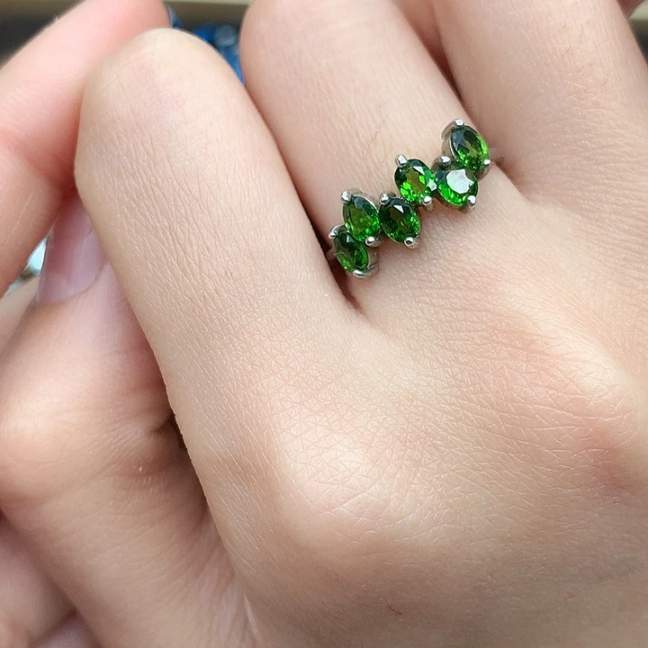 戒指银S925镶嵌透辉石