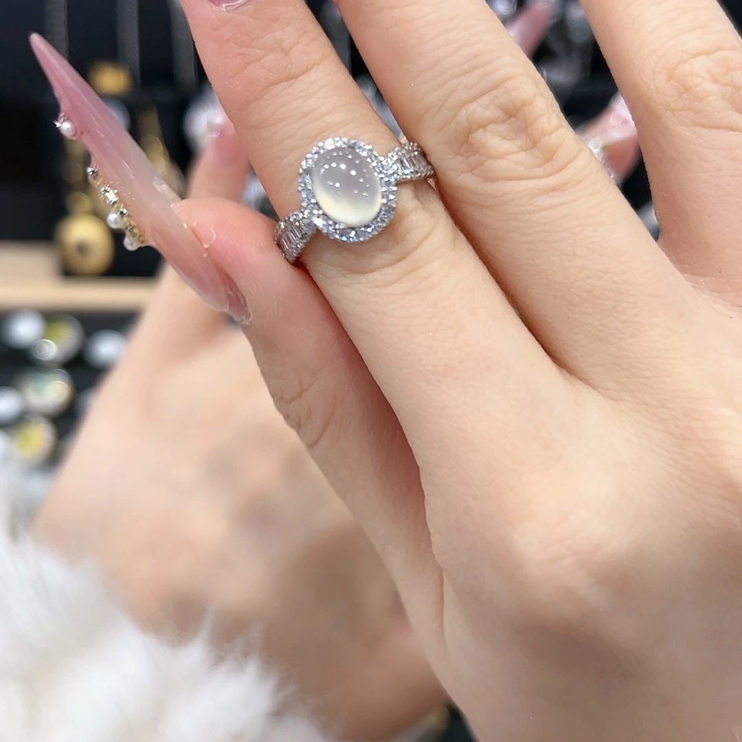 蛇纹石玉戒指银S925镶嵌吗****y