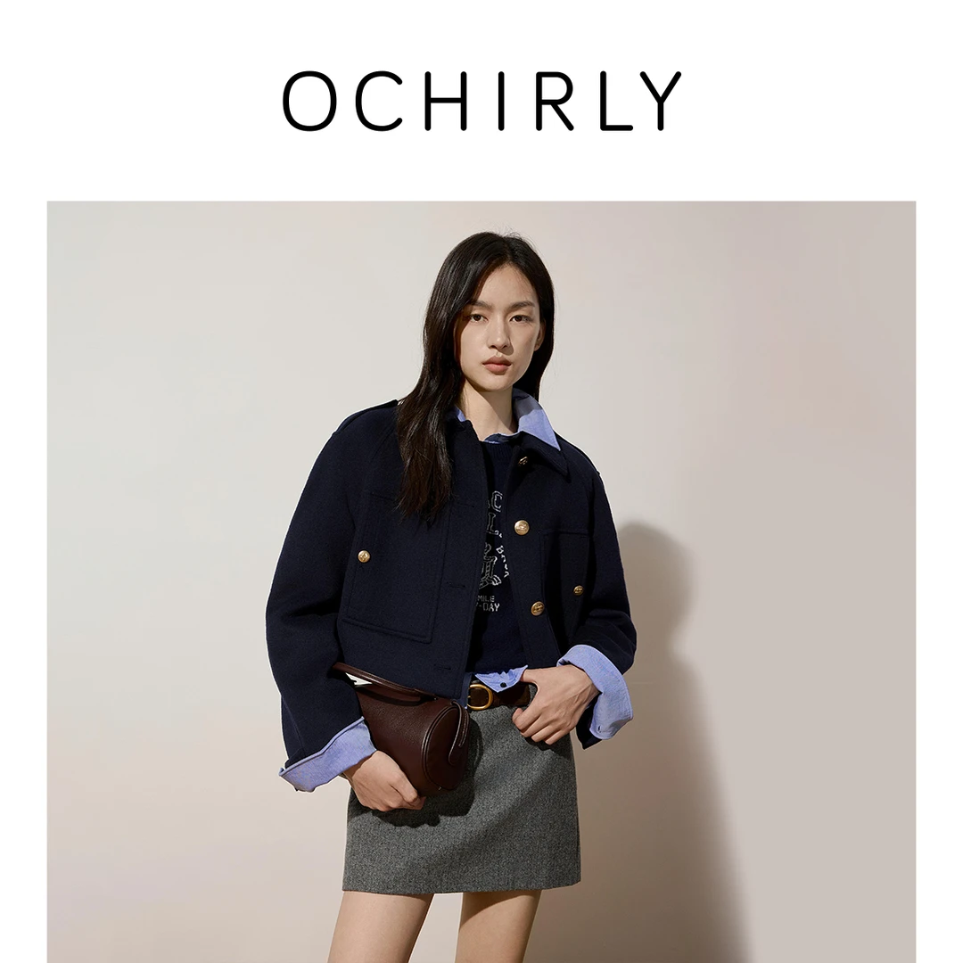 OCHIRLY欧时力 绵羊毛双面呢小香风外套女法式短款气质秋新品