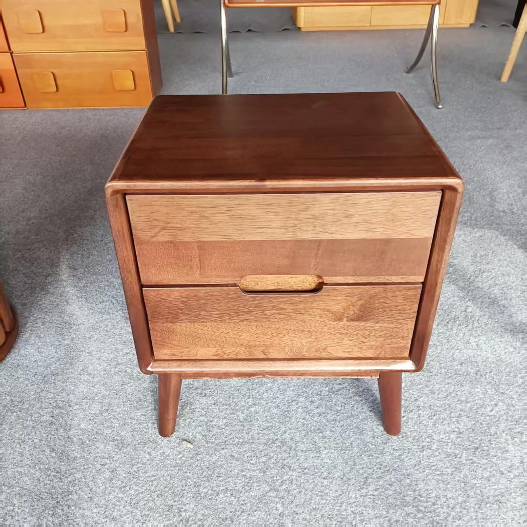 450*350*500MM微瑕款南洋金檀木胡桃色双抽床头柜简约款