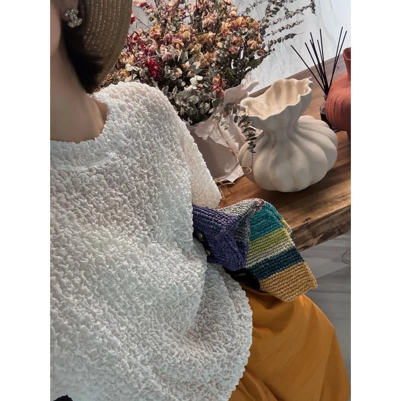 【三倍桑蚕丝】三倍桑蚕丝泡泡褶皱上衣 J25DX288